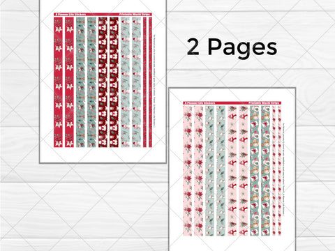 Printable Christmas washi strips showing 2 pages