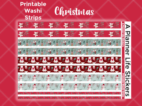 Printable Christmas washi strip stickers cover image 