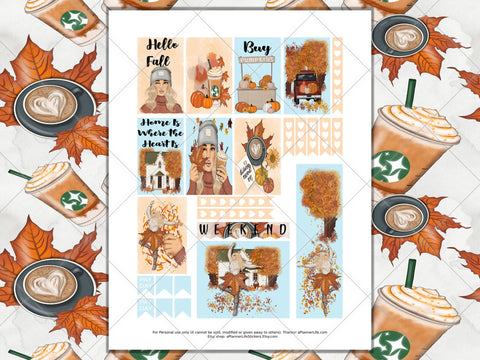 Printable fall planner stickers page 1