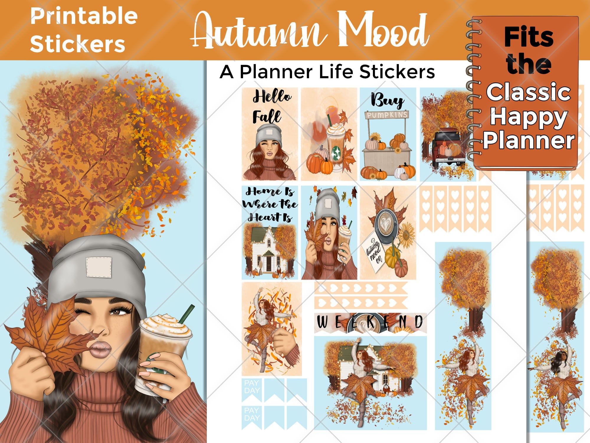 Printable fall planner stickers cover image 