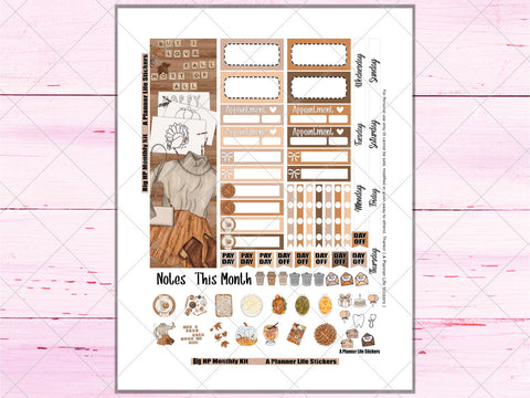 Printable Thanksgiving Fall monthly planner stickers page 3