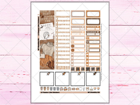 Printable Thanksgiving Fall monthly planner stickers page 3