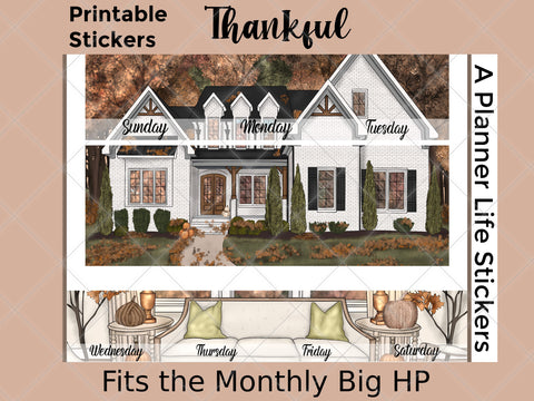 Printable Thanksgiving Fall monthly planner stickers cover image 