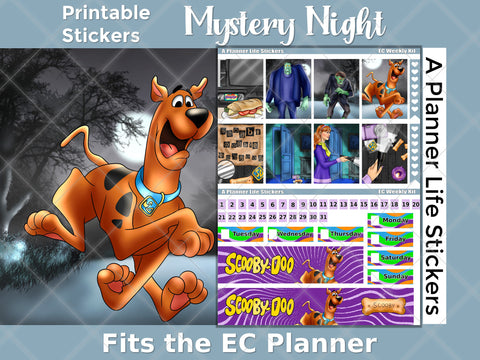 Printable mystery weekly planner stickers cover image 