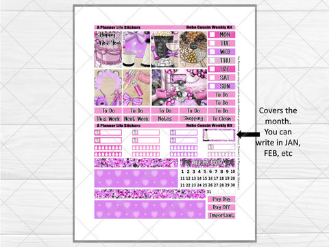 Printable New Year's weekly planner stickers page 1