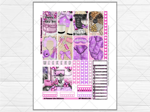 Printable New Year's weekly planner stickers page 1