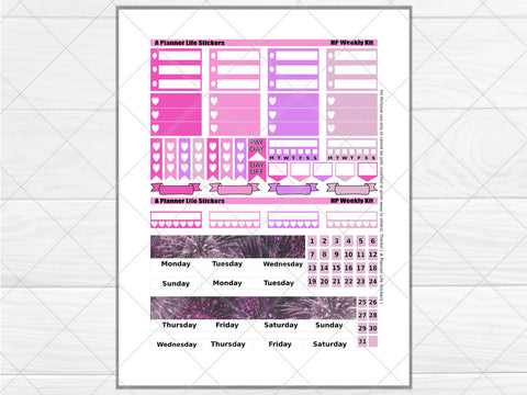 Printable New Year's weekly planner stickers page 2