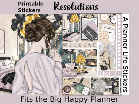 Printable New Year's Resolutions weekly planner stickers cover image 