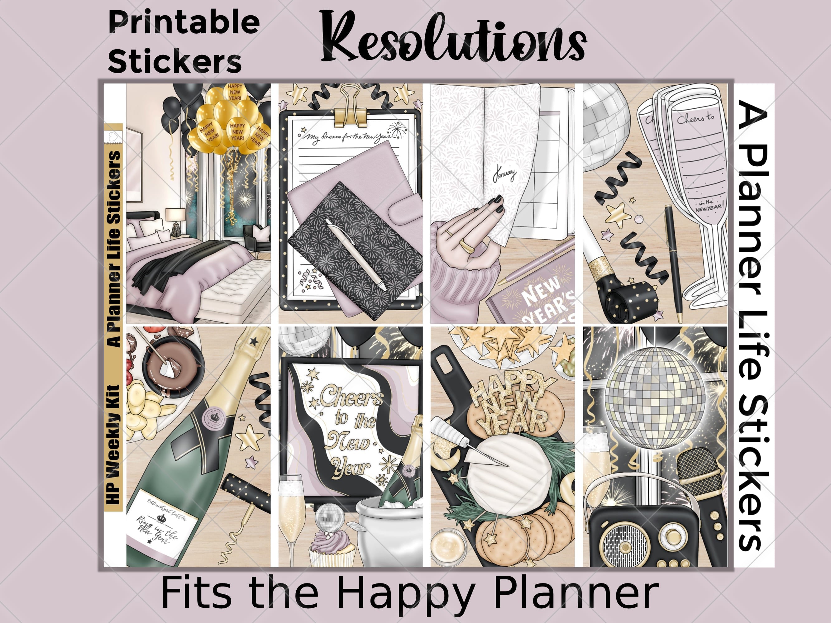 Printable New Year's Resolutions weekly planner stickers cover image 