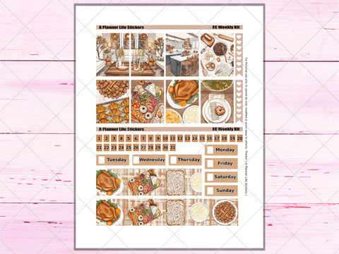 Printable Thanksgiving Fall weekly planner stickers page 1