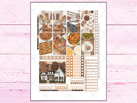 Printable Thanksgiving Fall weekly planner stickers page 1