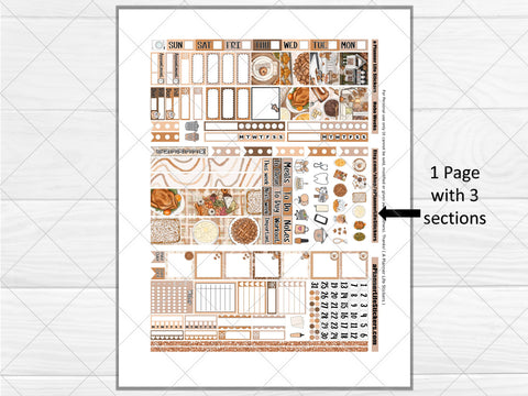 Printable Thanksgiving Fall weekly planner stickers page 1