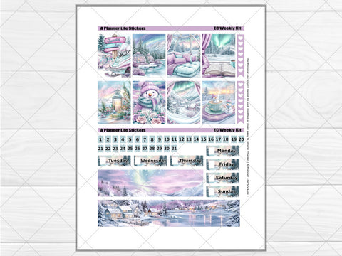 Printable winter weekly planner stickers page 1