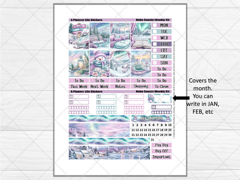 Printable winter weekly planner stickers page 1