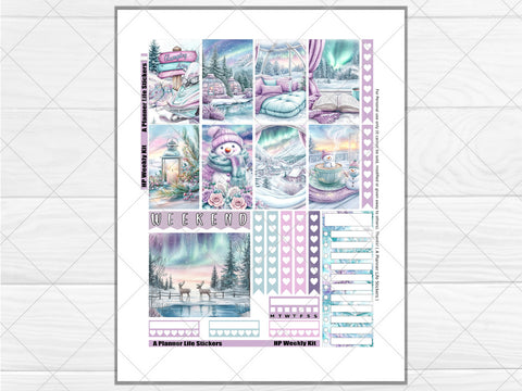 Printable winter weekly planner stickers page 1