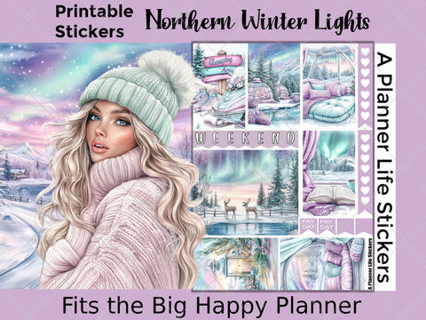 Printable winter weekly planner stickers cover image 