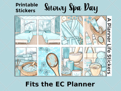 Printable winter spa planner stickers cover image 